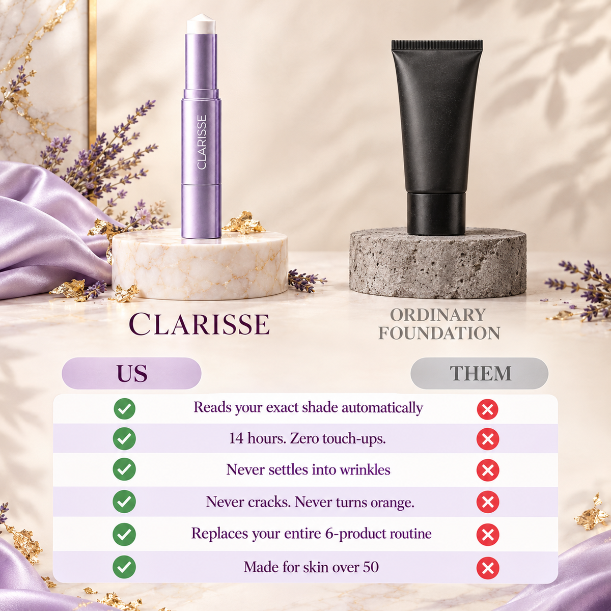 Clarisse color-Changing Foundation Stick for Mature Skin